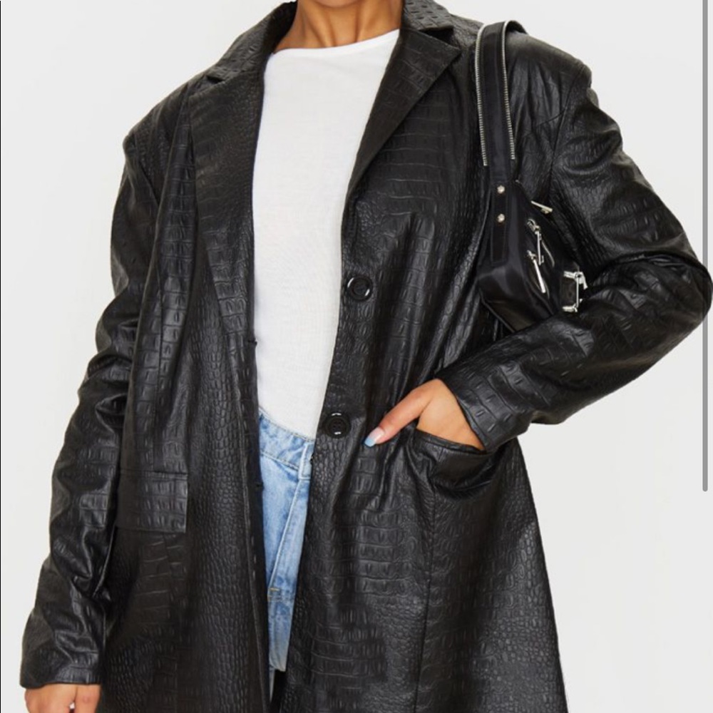 Pretty Little thing croc oversize dad blazer